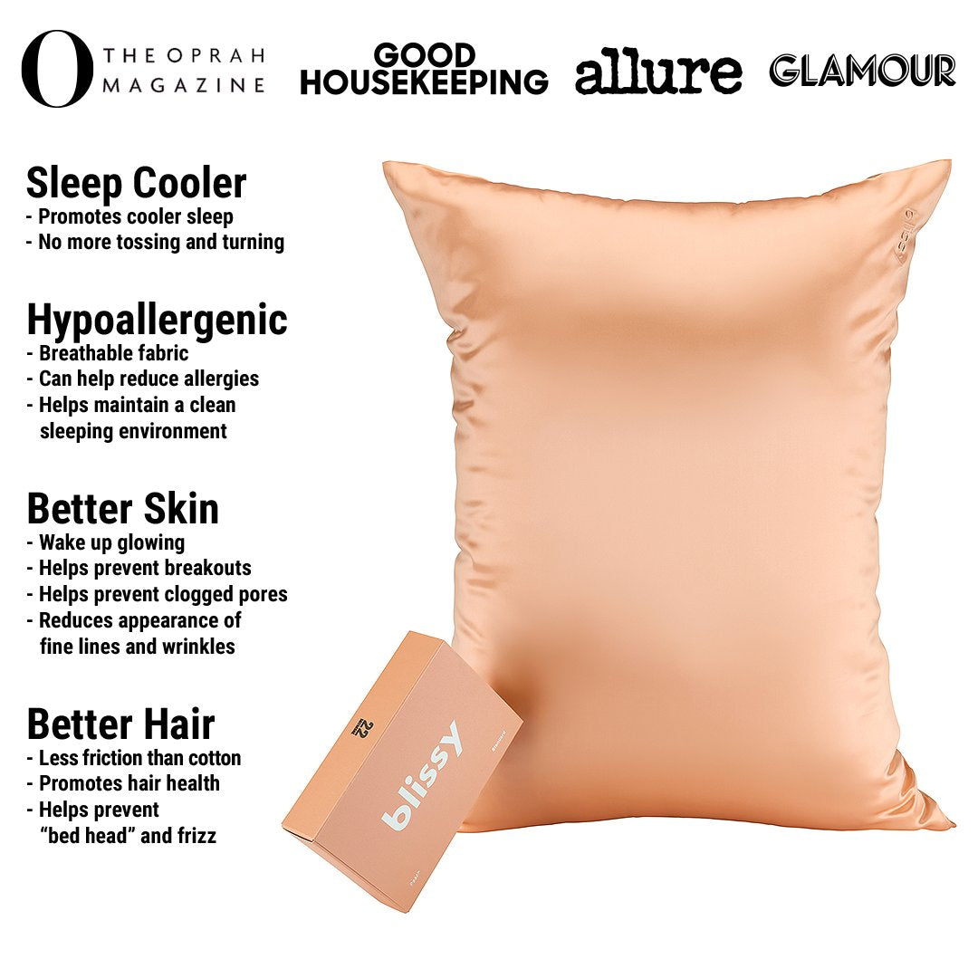 Peach Mulberry Silk Pillowcase – Blissy Standard