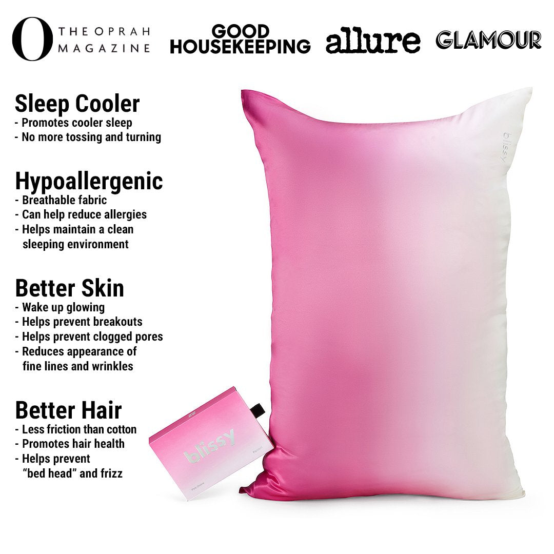 Pink Ombre Mulberry Silk Pillowcase – Blissy Queen