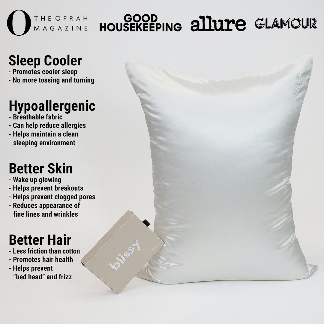 White Mulberry Silk Pillowcase – Blissy Standard