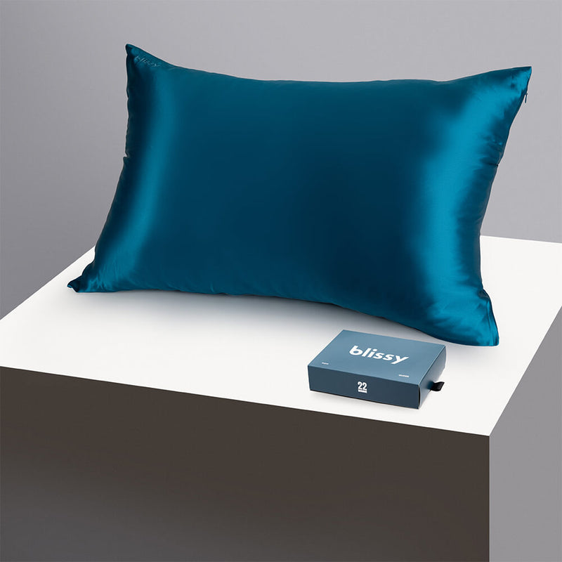 Pillowcase - Aqua - Queen - Blissy Queen Aqua Pillowcase – 22 Momme Mulberry Silk, 100% Silk
