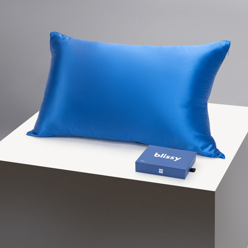 Pillowcase - Azure - King - Blissy King Azure Pillowcase – 22 Momme Mulberry Silk, 100% Silk
