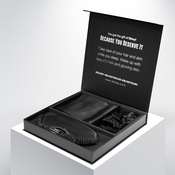 Blissy Queen Black Blissy Dream Set – 22 Momme Mulberry Silk, 100% Silk