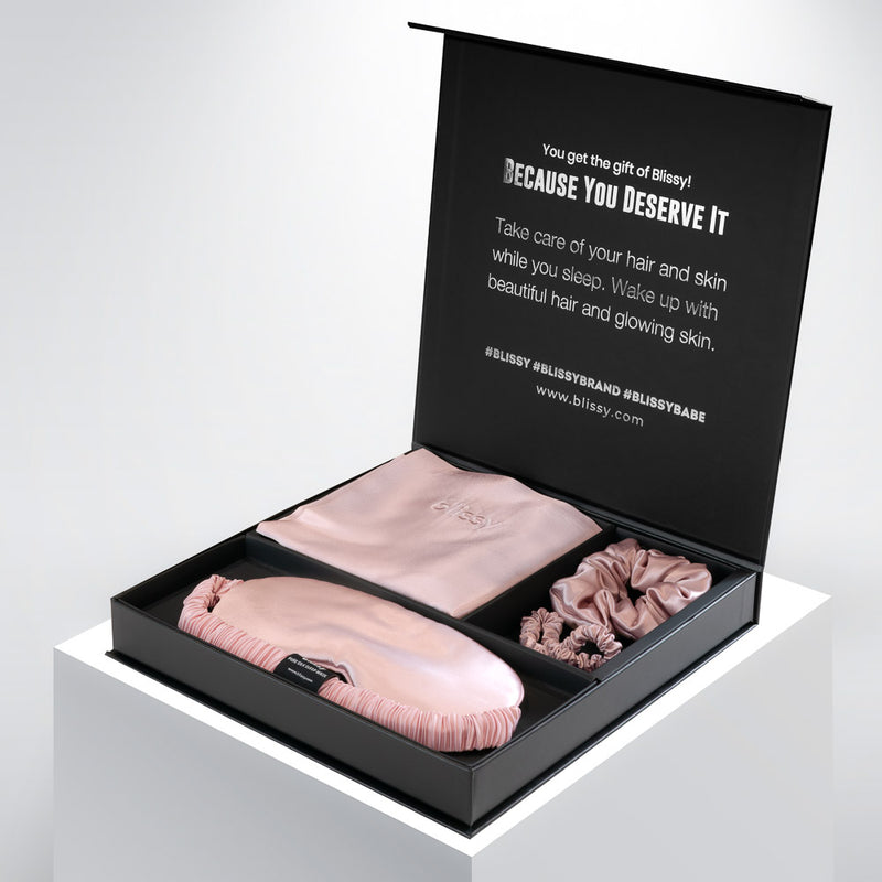 Blissy Dream Set - Pink - Standard - 100% Mulberry Silk Blissy Dream Gift Set – Blissy Premium Silk