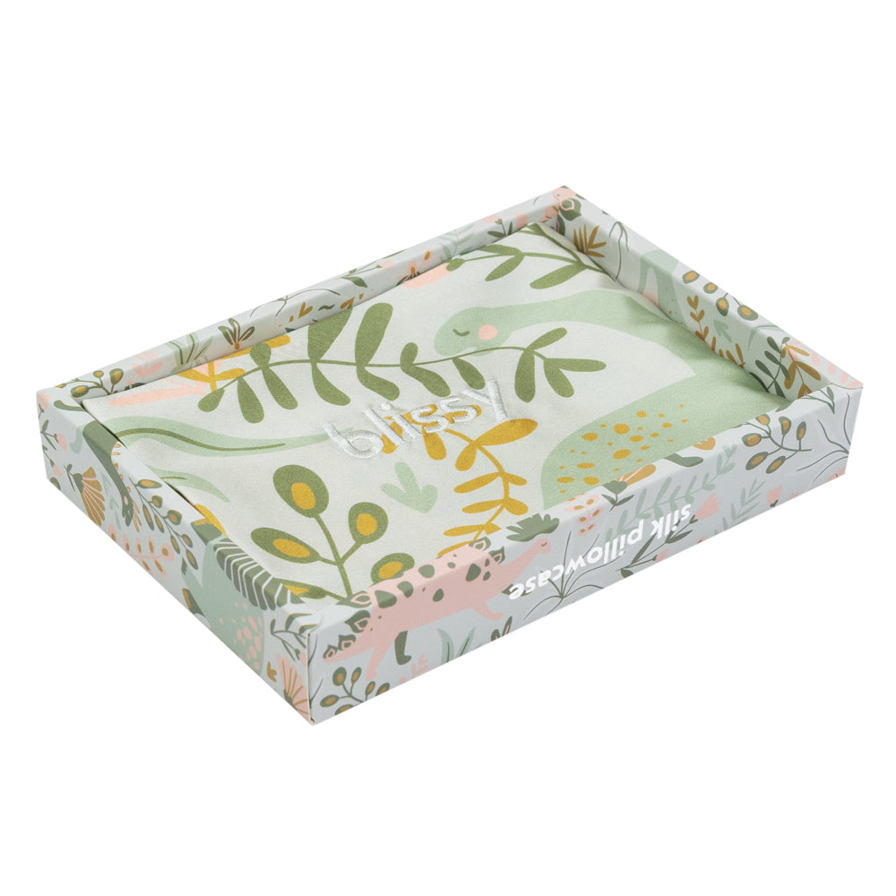 Blissy Dinosaur Pillowcase Lifestyle – Mulberry Silk