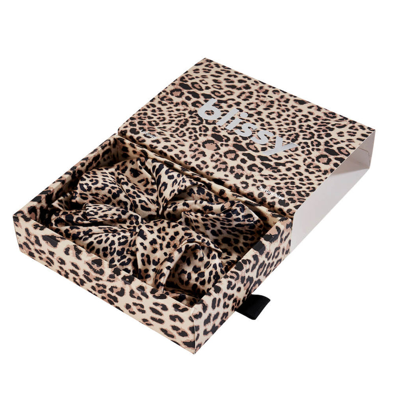 Blissy Oversized Scrunchie - Leopard - Blissy Leopard Blissy Oversized Scrunchie – 22 Momme Mulberry Silk, 100% Silk