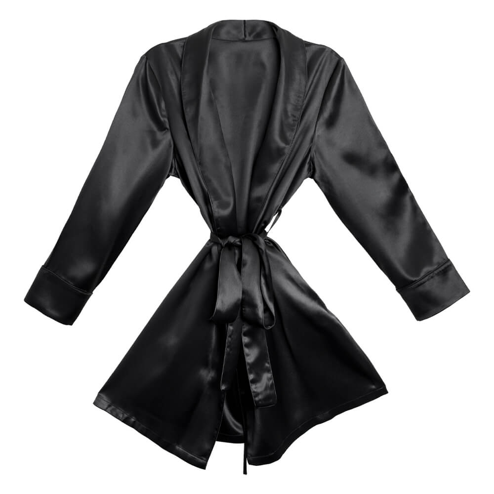Black Mulberry Silk Classic Robe – Blissy