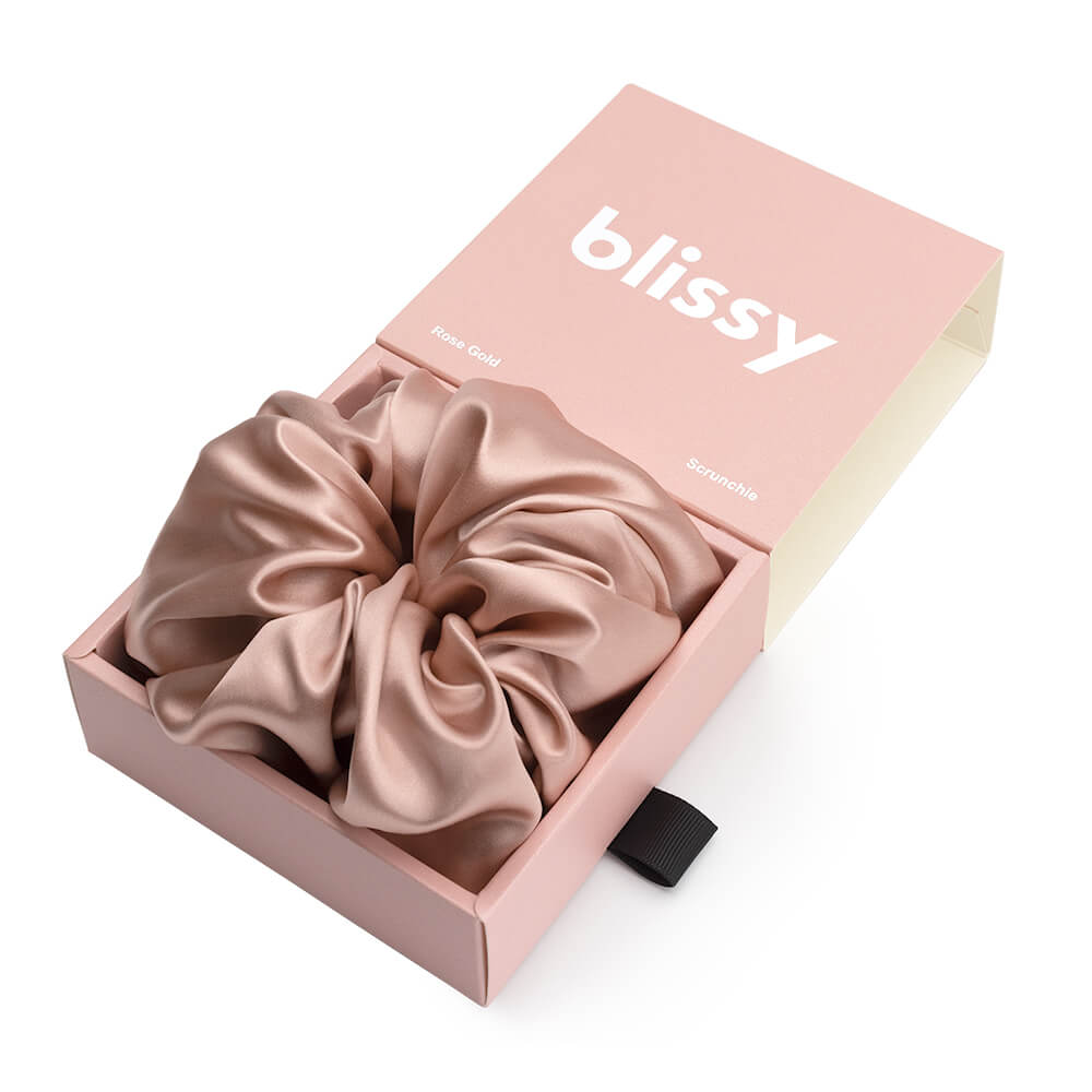 Blissy Rose Gold Blissy Oversized Scrunchie – 22 Momme Mulberry Silk, 100% Silk