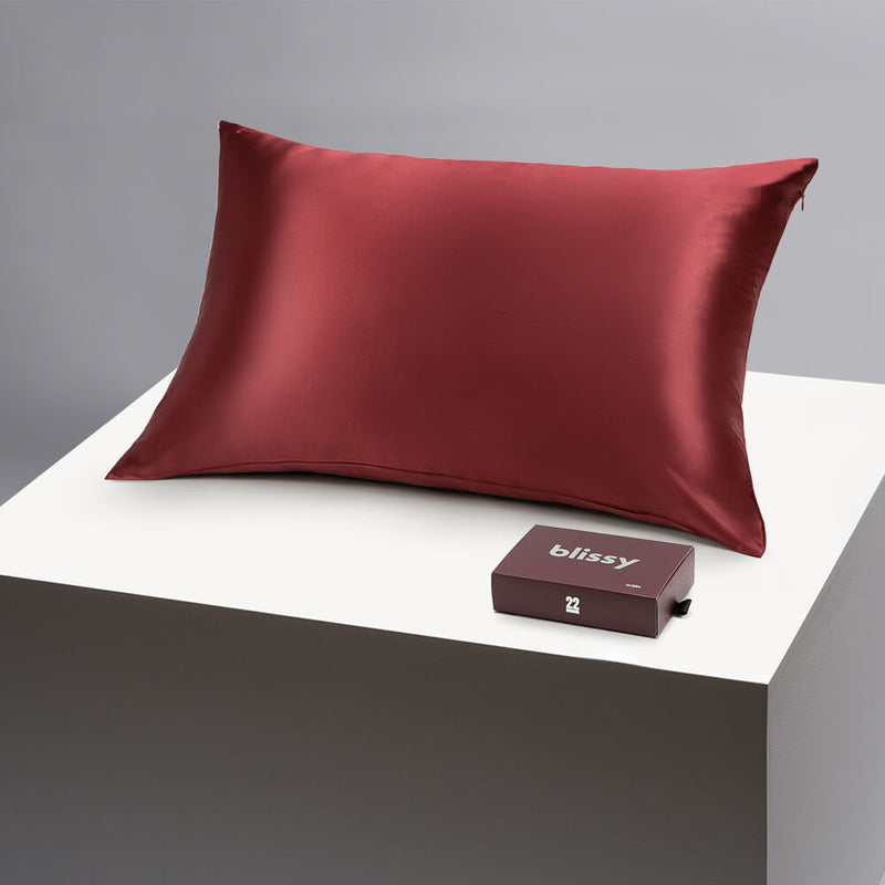 Pillowcase - Burgundy - Queen - Blissy Queen Burgundy Pillowcase – 22 Momme Mulberry Silk, 100% Silk