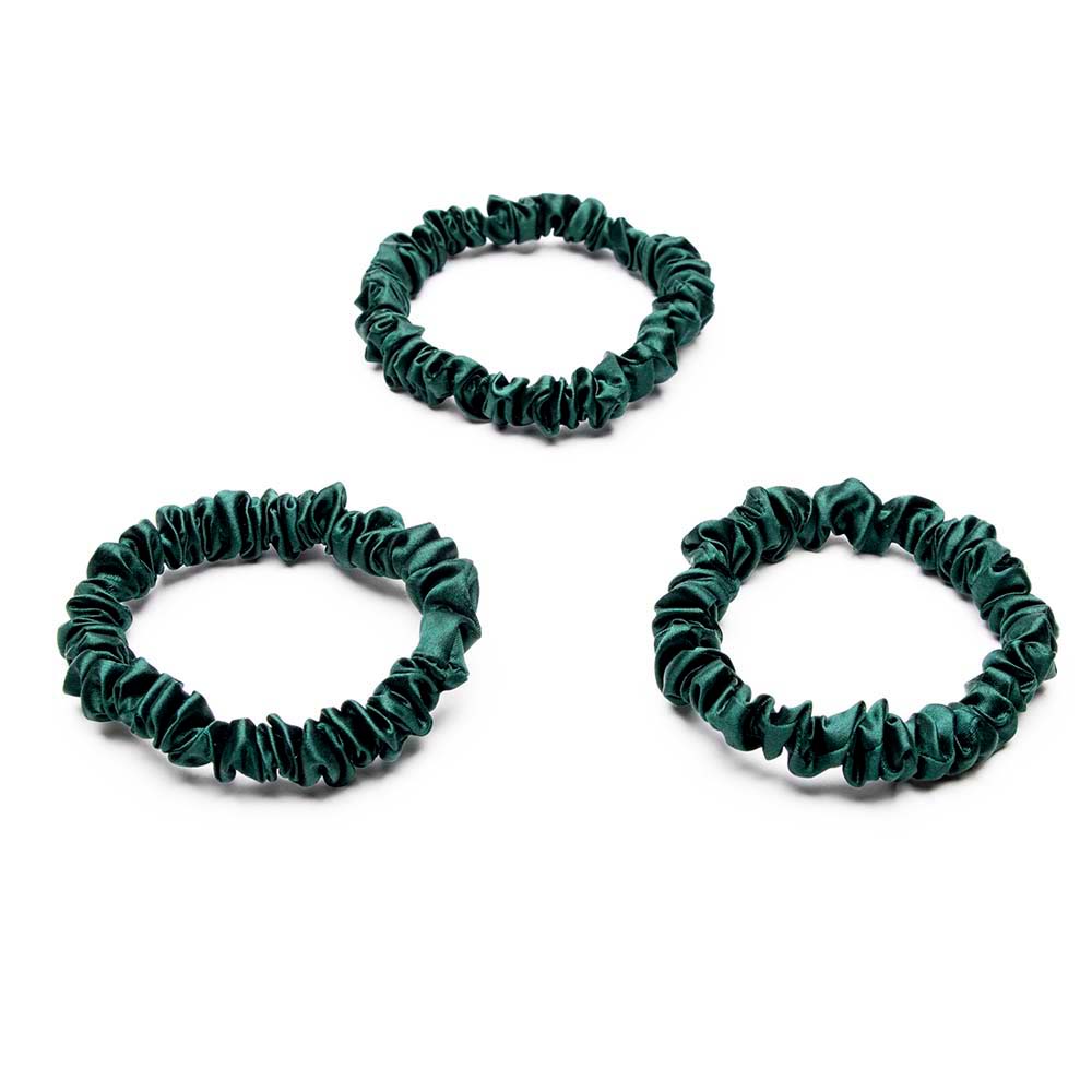 Blissy Emerald Silk Blissy Skinny Scrunchies Detail –