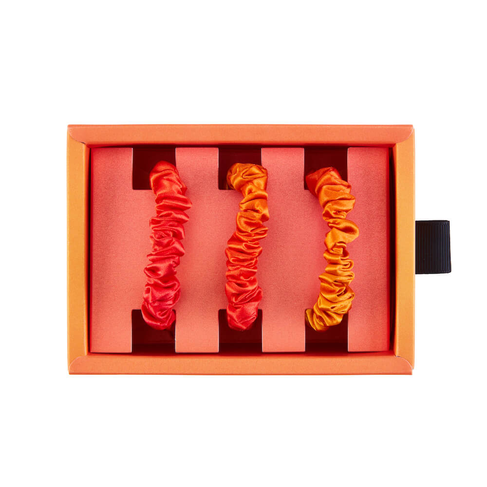 Orange Ombre Mulberry Silk Blissy Skinny Scrunchies – Blissy