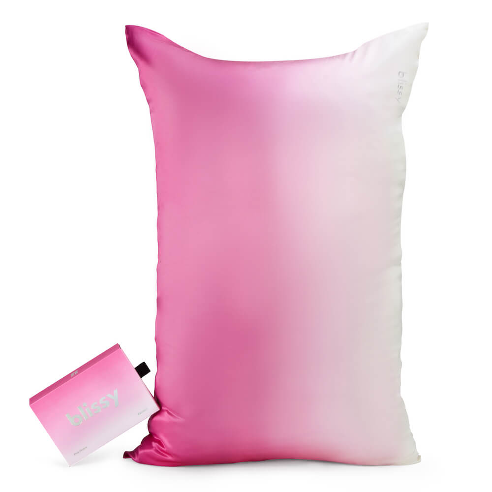 Blissy Pink Ombre Silk Pillowcase Detail – Queen