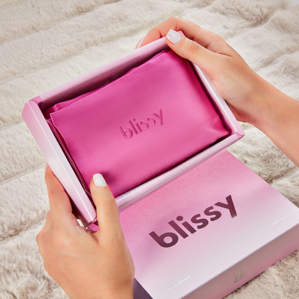 Blissy Mulberry Silk Pillowcase – Pink Ombre Queen