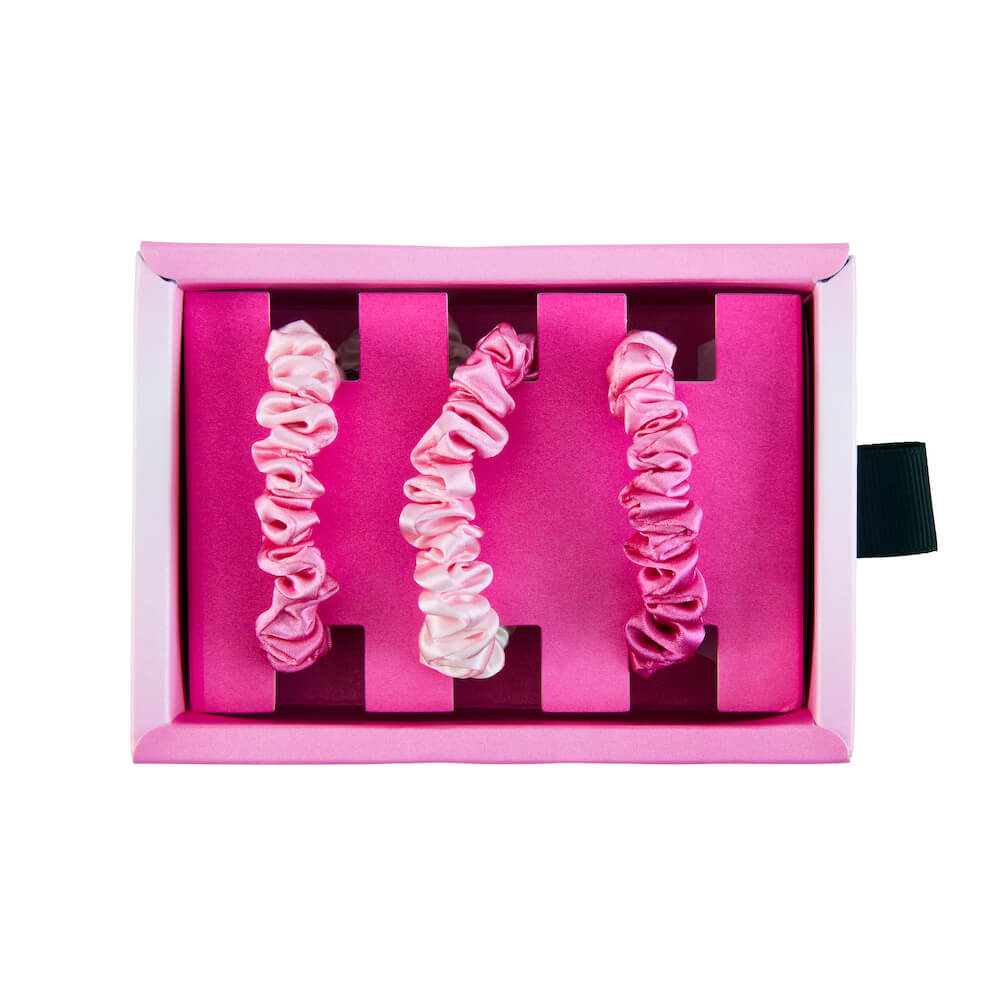 Pink Ombre Mulberry Silk Blissy Skinny Scrunchies – Blissy