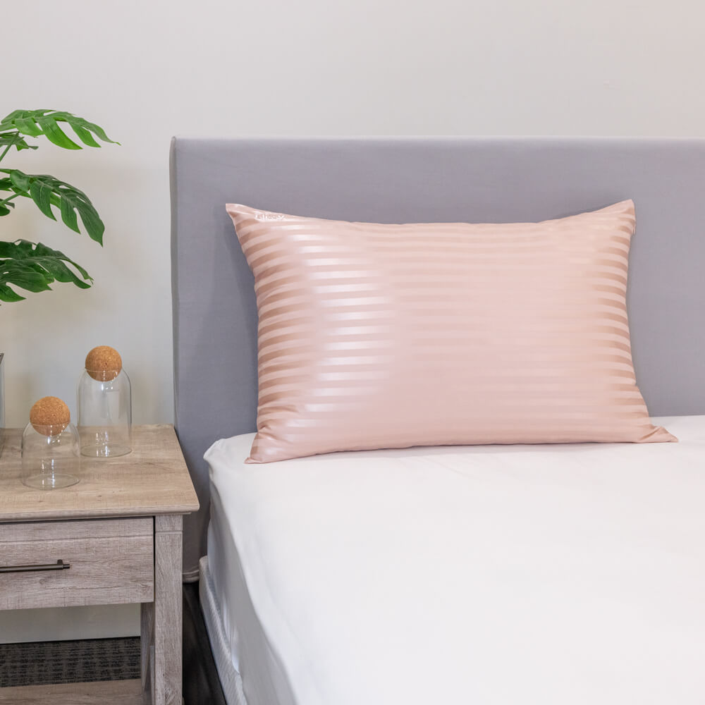 Blissy Mulberry Silk Pillowcase – Pink Striped Queen