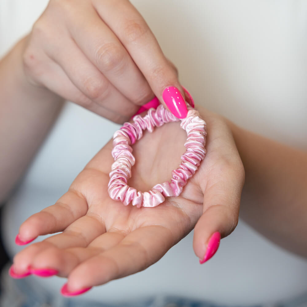 Pink Tie-Dye Blissy Skinny Scrunchies – Blissy Premium Silk