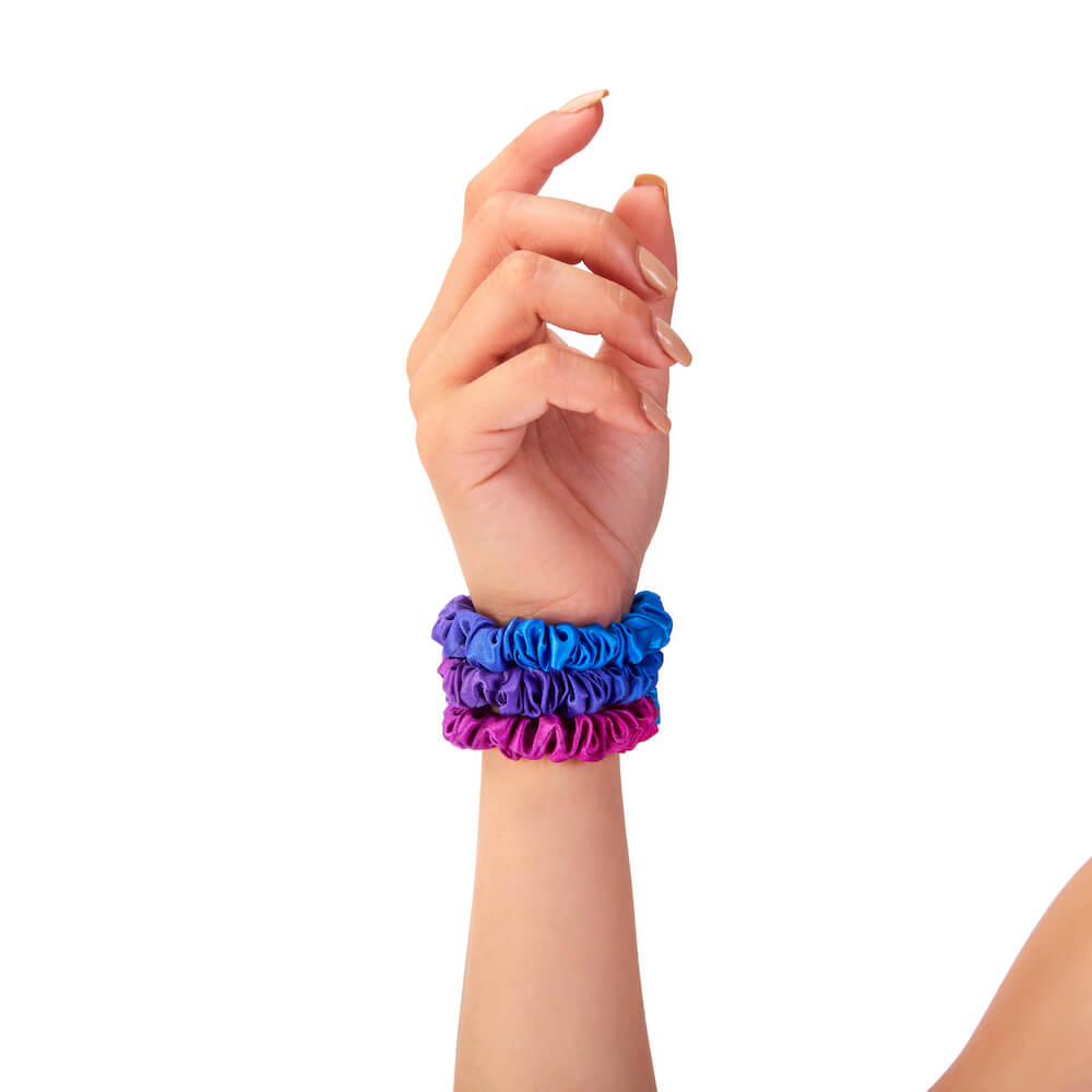 Blissy Mulberry Silk Blissy Skinny Scrunchies – Purple Ombre