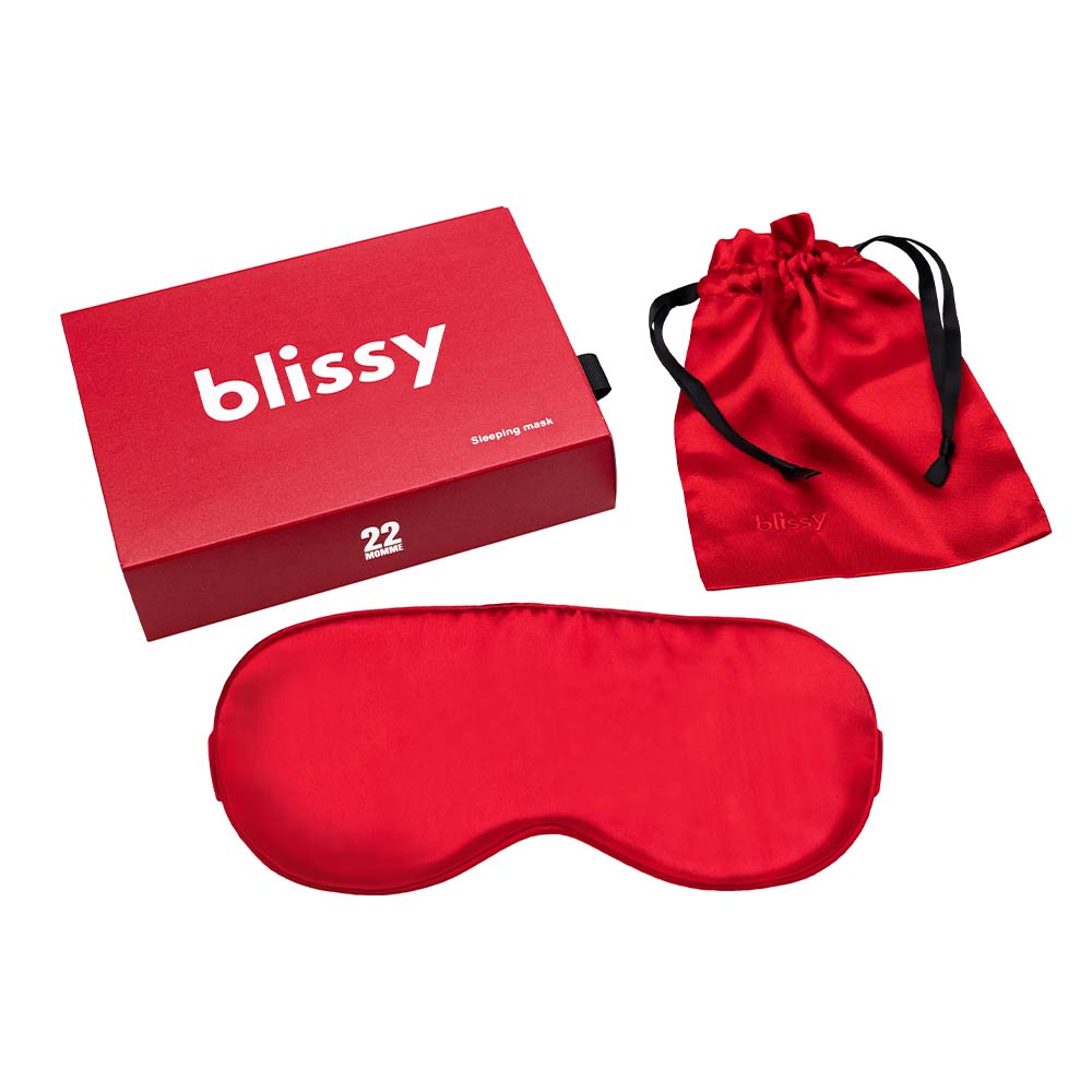 Blissy Red Sleep Mask – 22 Momme Mulberry Silk, 100% Silk