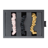 Blissy Skinny Scrunchies - Black, Gold, Pink