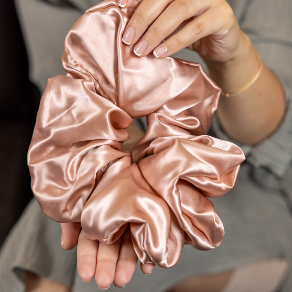 Rose Gold Blissy Oversized Scrunchie – Blissy Premium Silk