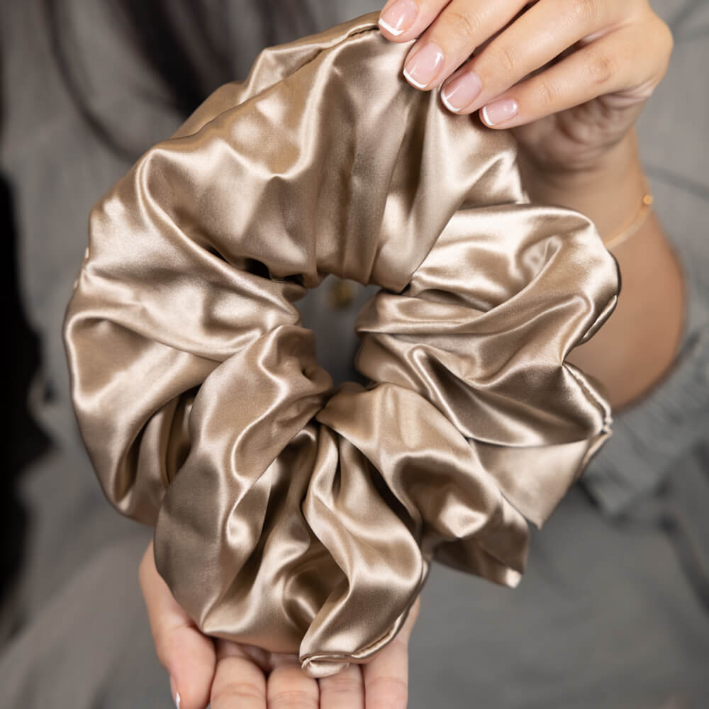 Blissy Taupe Silk Blissy Oversized Scrunchie Detail –