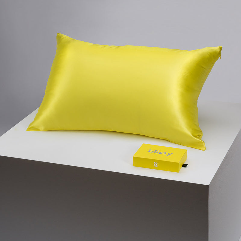 Pillowcase - Sunshine Yellow - Queen - Blissy Queen Sunshine Yellow Pillowcase – 22 Momme Mulberry Silk, 100% Silk