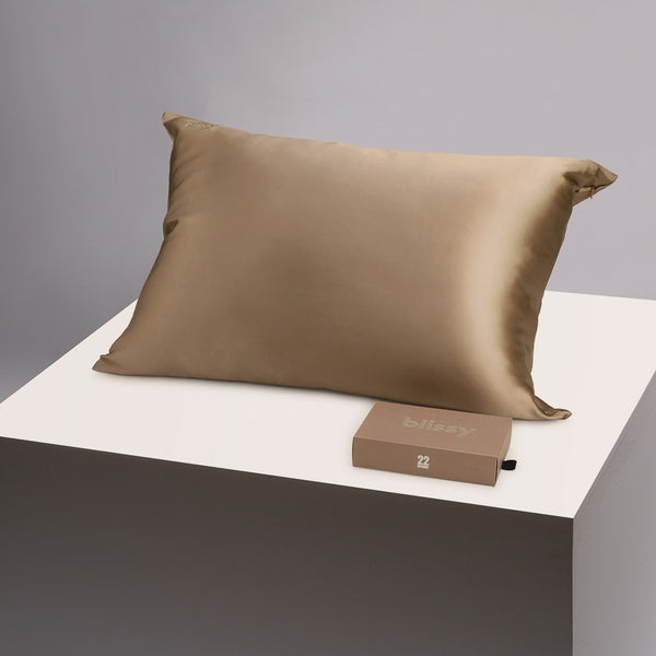 Blissy Standard Taupe Pillowcase – 22 Momme Mulberry Silk, 100% Silk