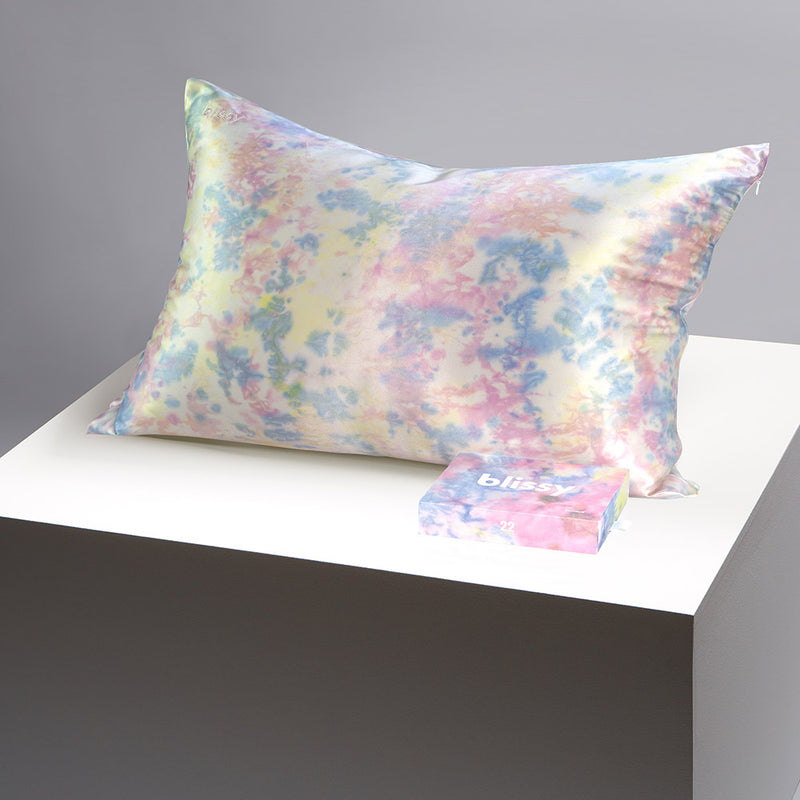Pillowcase - Yellow Tie-Dye - Queen - Blissy Queen Yellow Tie-Dye Pillowcase – 22 Momme Mulberry Silk, 100% Silk